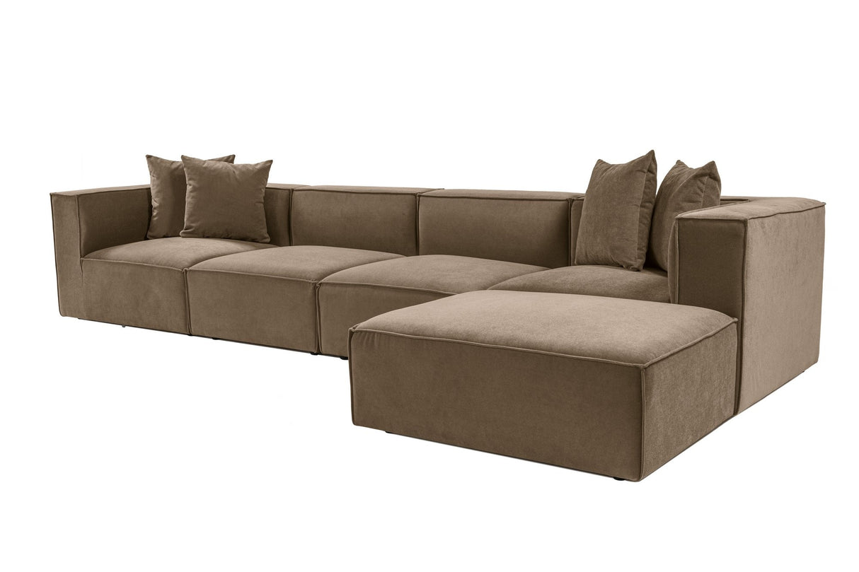 Modular XXL corner sofa brown linen 430 cm wide Sora - right