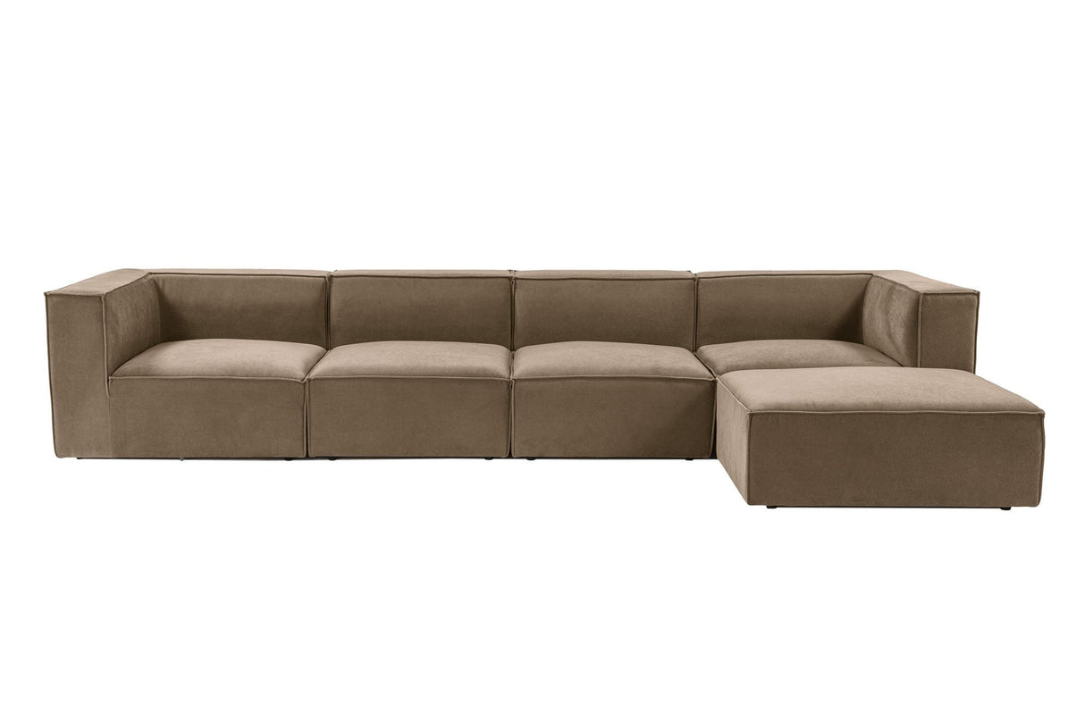 Modular XXL corner sofa brown linen 430 cm wide Sora - right