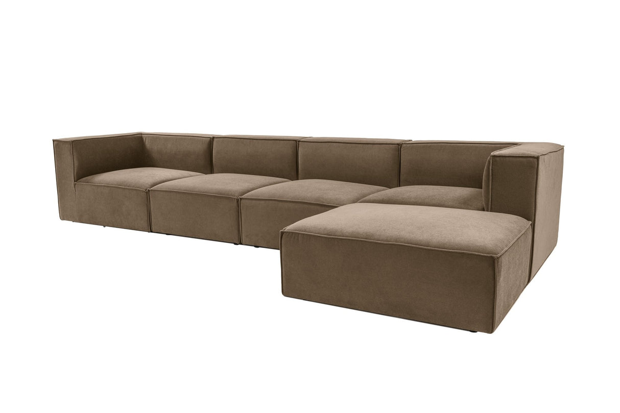 Modular XXL corner sofa brown linen 430 cm wide Sora - right