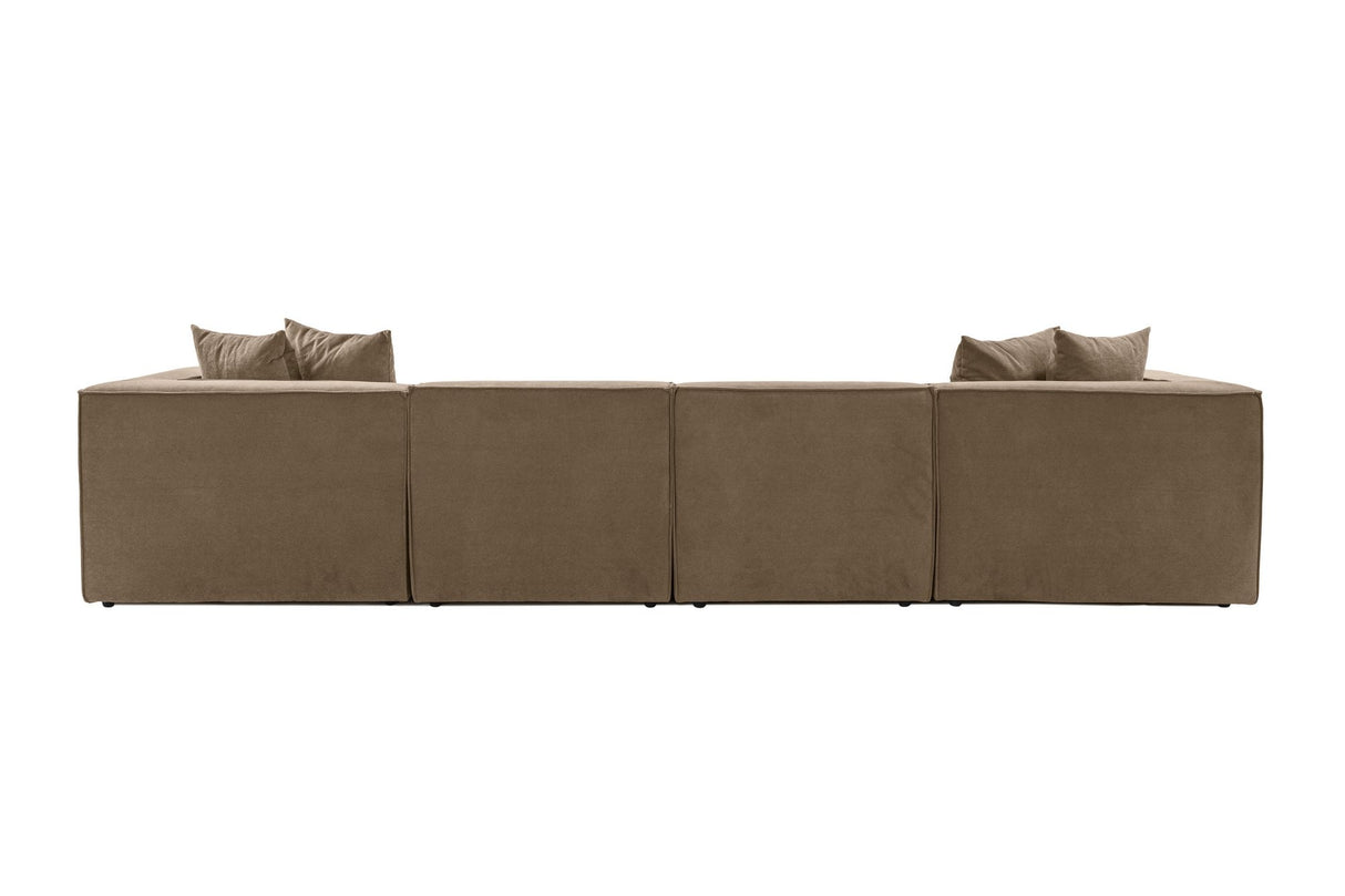 Modular XXL corner sofa brown linen 430 cm wide Sora - right