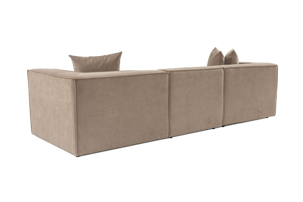 Modular XXL 3-seater sofa Sora 325 cm wide in Cappuccino linen