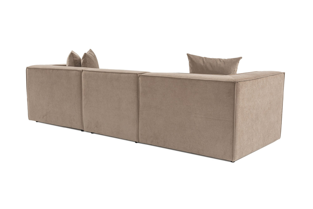 Modular XXL 3-seater sofa Sora 325 cm wide in Cappuccino linen