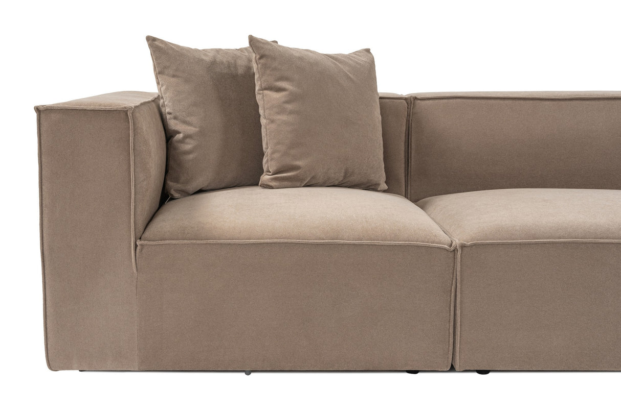 Modular XXL 3-seater sofa Sora 325 cm wide in Cappuccino linen