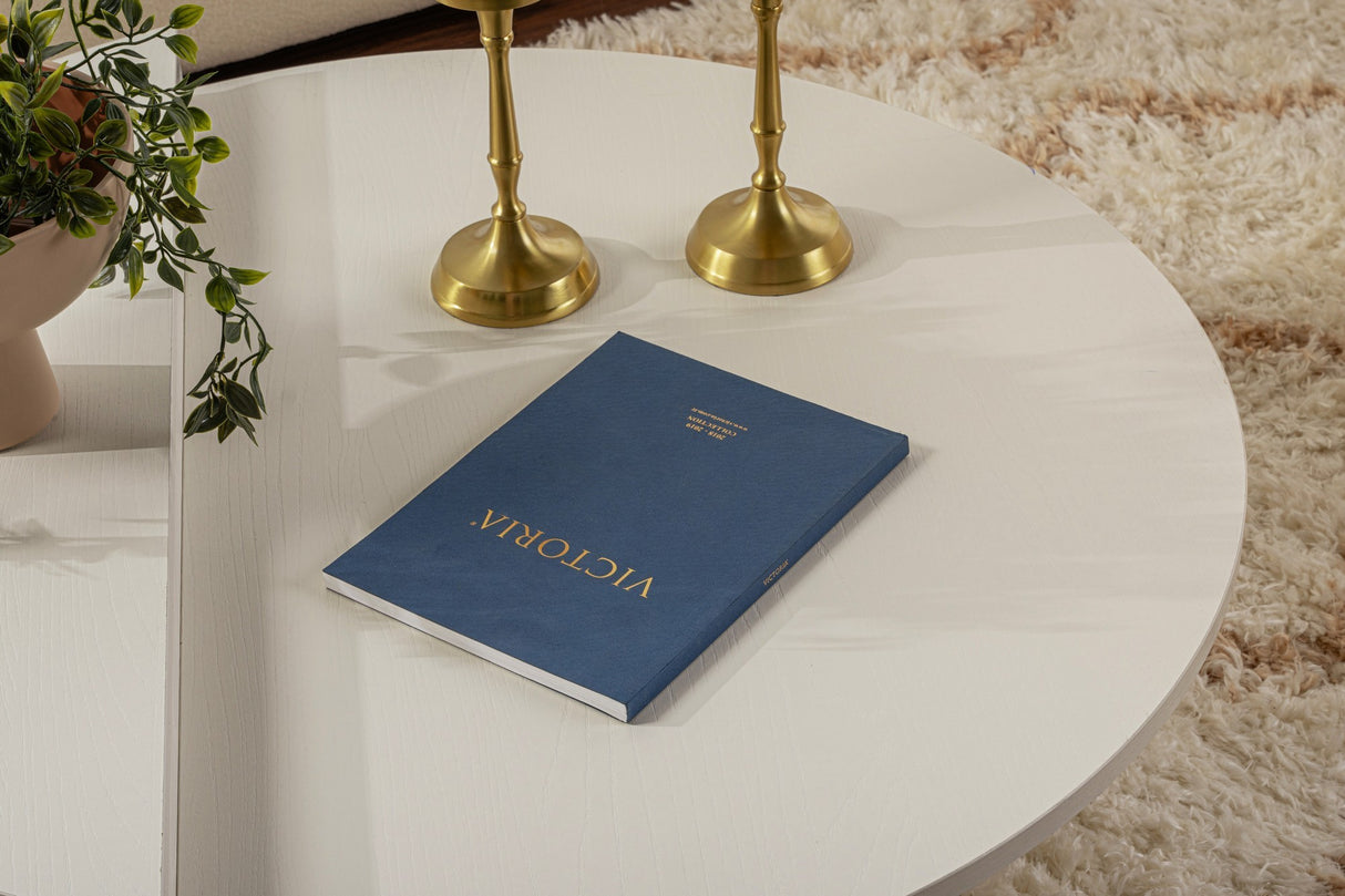 Round Coffee Table Wood White 85 cm Wood-look Melamine Orin