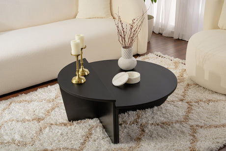 Round Coffee Table Black Tiered Melamine 85 cm Orin