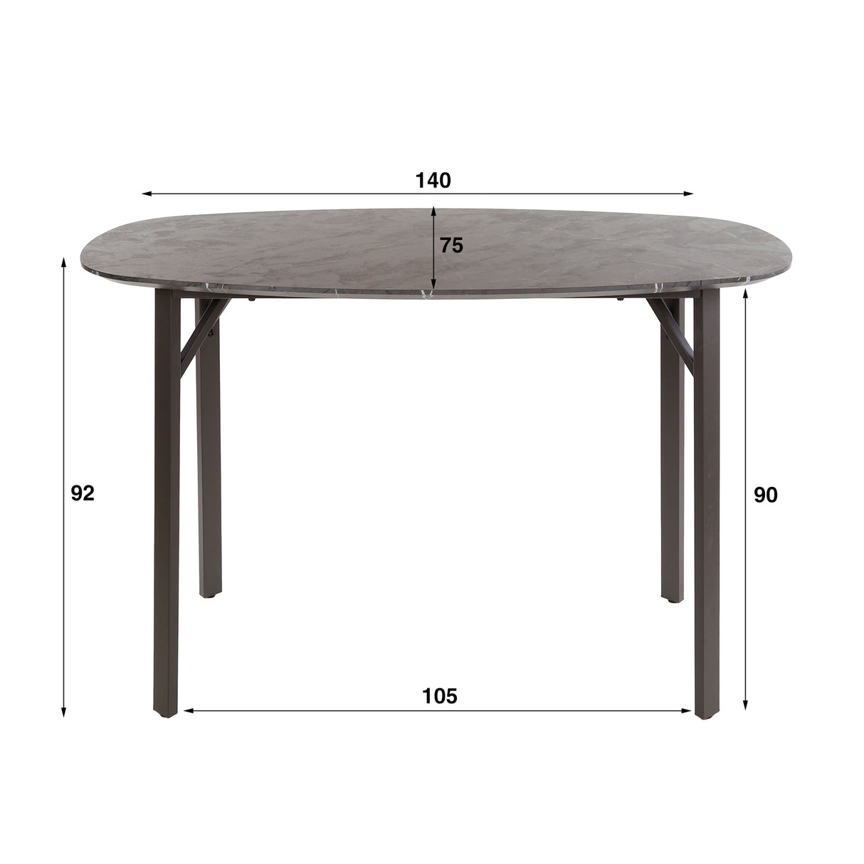 Danish Oval Bar Table Jade 140 cm Black Ceramic Look