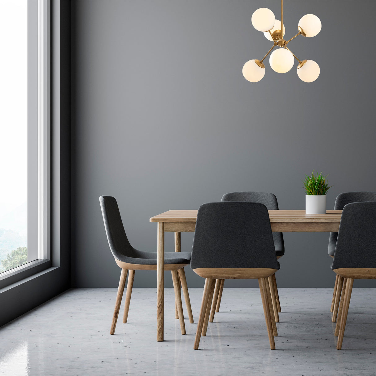 Chandelier 6-light Gold Glass Sereno