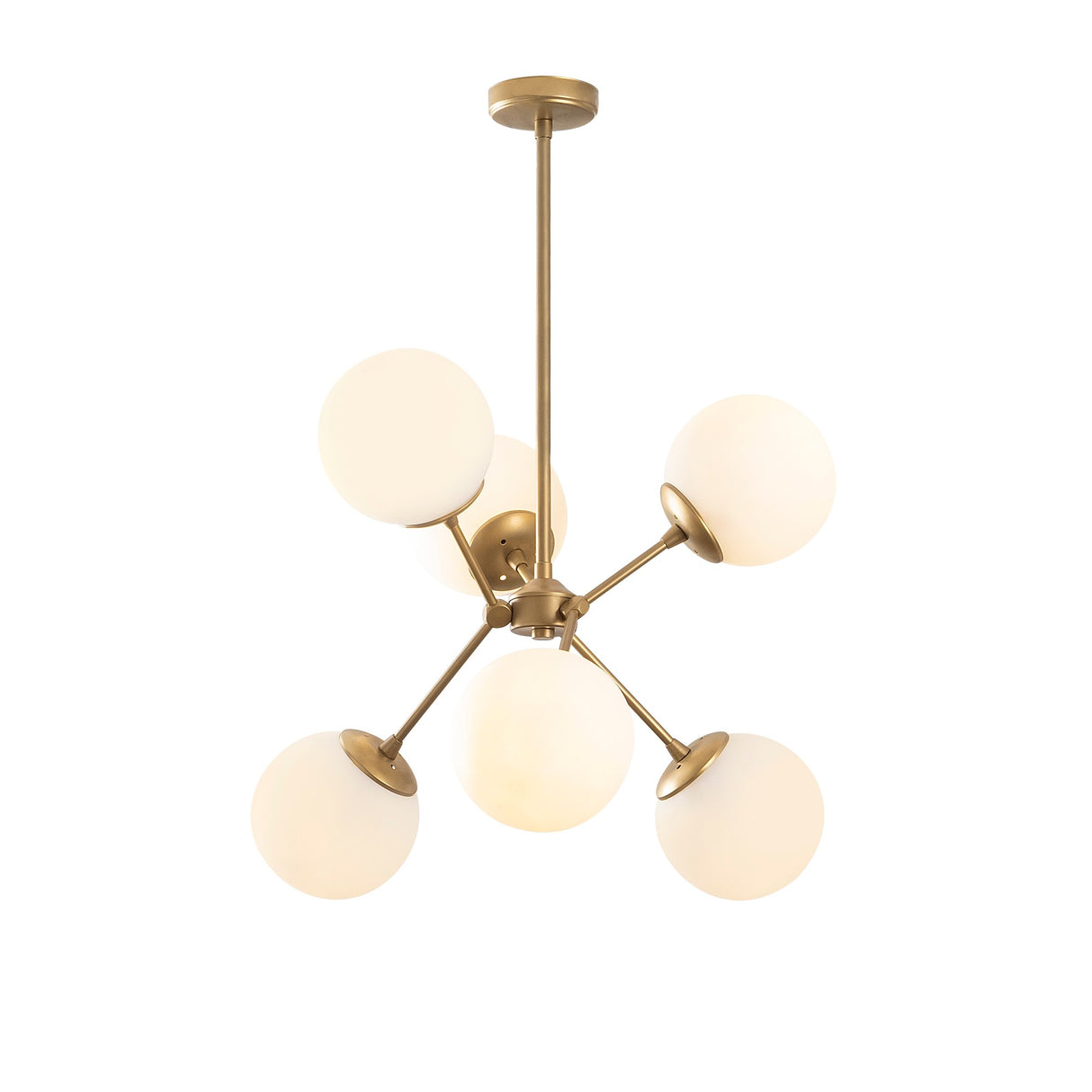 Chandelier 6-light Gold Glass Sereno