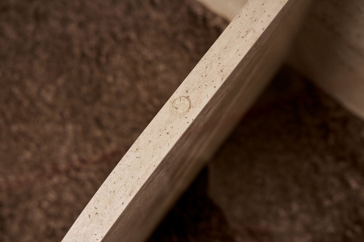 Aris Round Coffee Table 75 cm Glass - Travertine Base