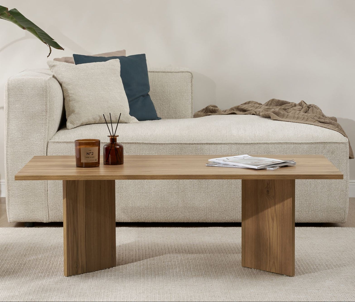Coffee table Sabin Oak 119x60x40 cm Melamine
