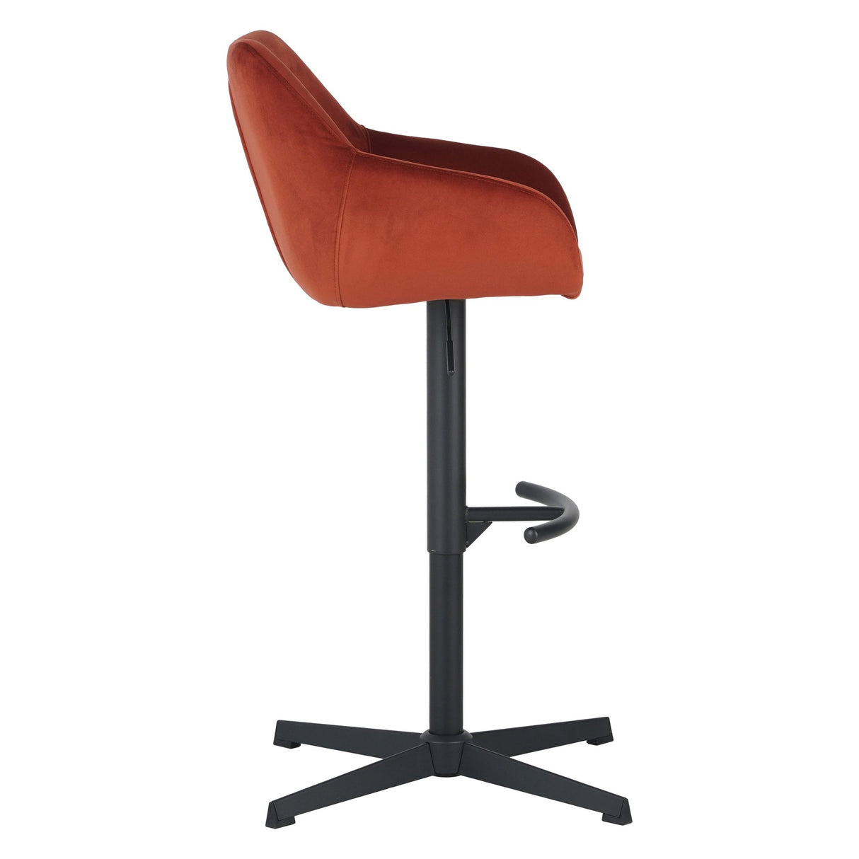 Venom Bar Stool Copper Velvet - adjustable rotating bar seat with armrest