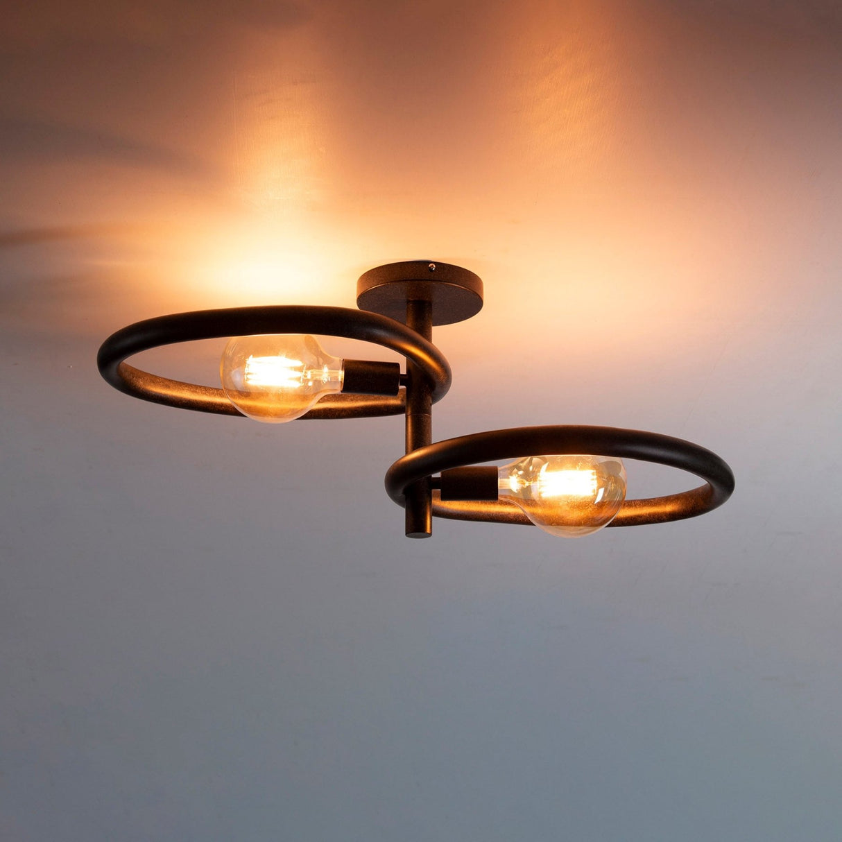 Ceiling lamp Nova Duo 2-lights - Black Metal