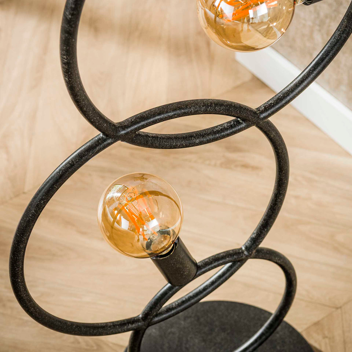 Black floor lamp 3-light industrial 140 cm