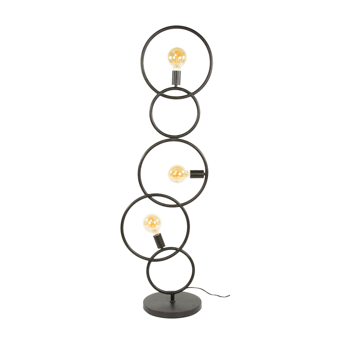 Black floor lamp 3-light industrial 140 cm