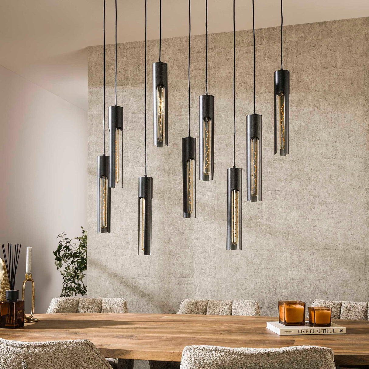 Pendant lamp Judy 9-lights black