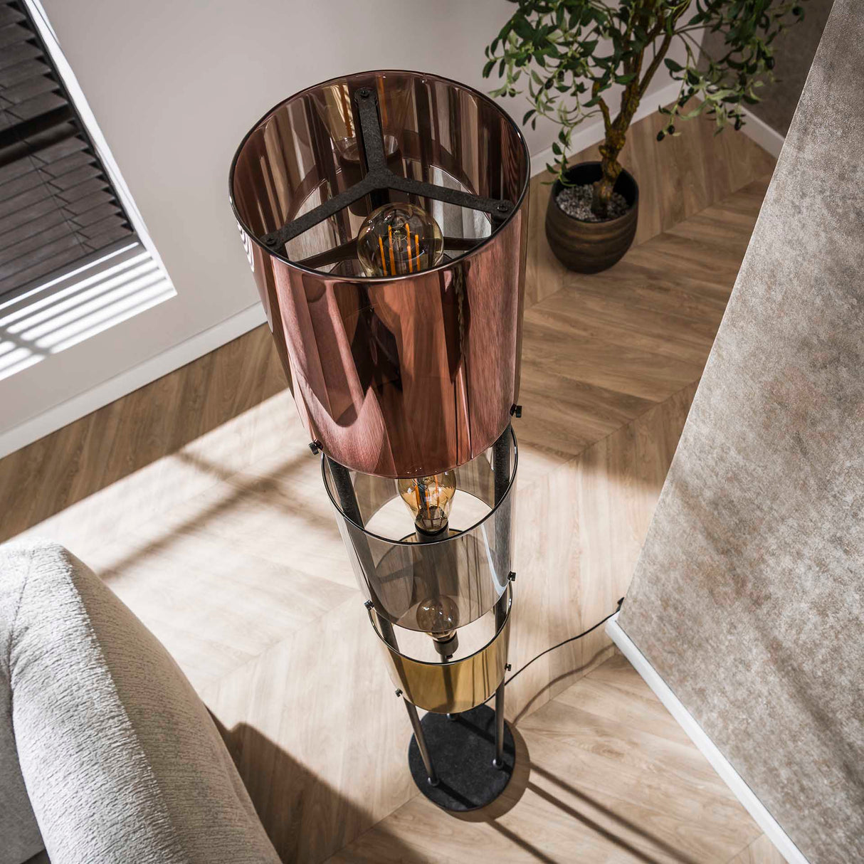 Floor Lamp Nox 3-lights Black Metal 175 cm