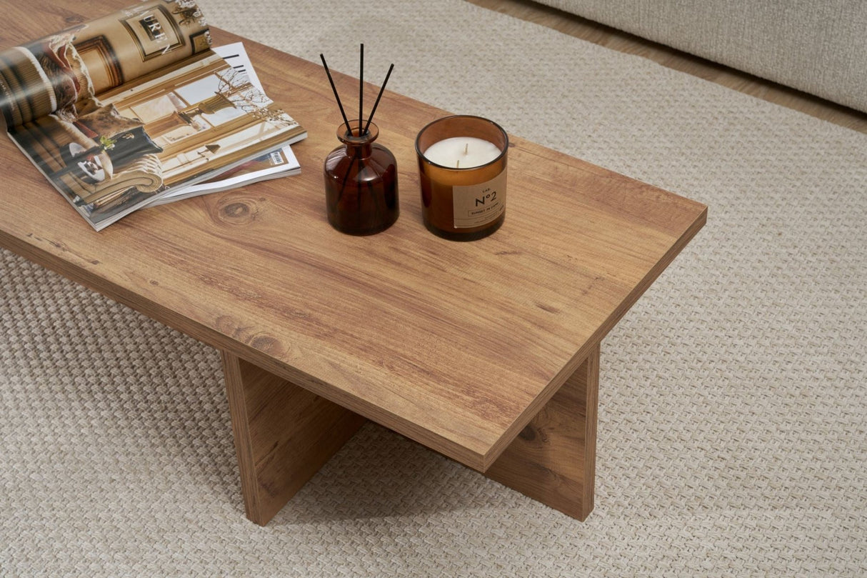Rectangular coffee table Portland pine wood melamine 120x45x30 cm