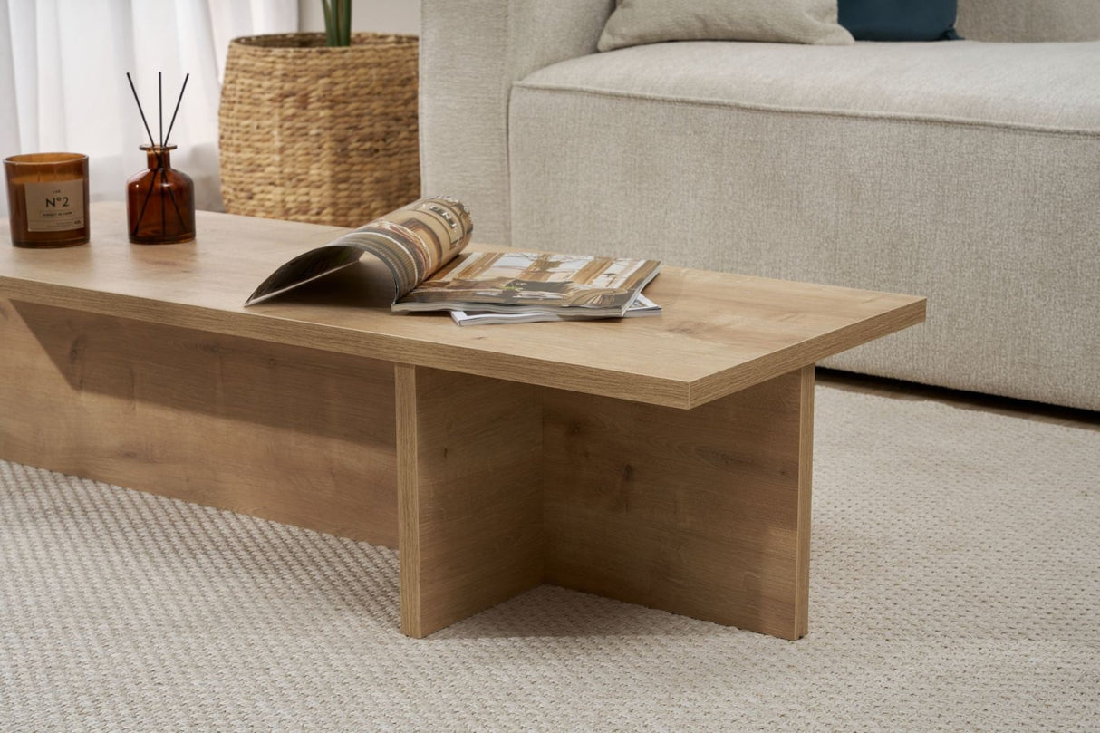 Rectangular coffee table Portland oak melamine 120x45x30 cm