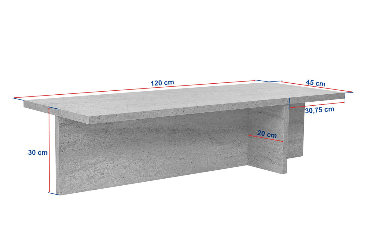 Rechthoekige salontafel Portland eiken melamine 120x45x30 cm