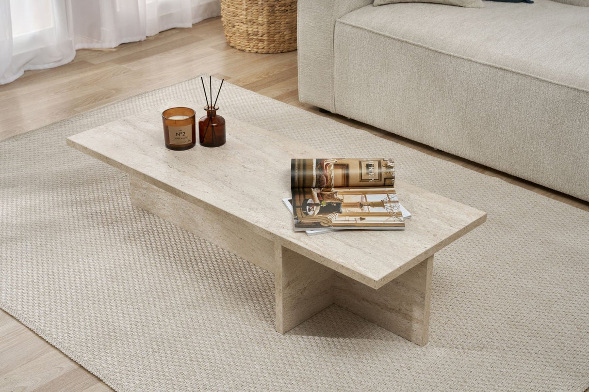 Rectangular coffee table Portland travertine melamine 120x45x30 cm