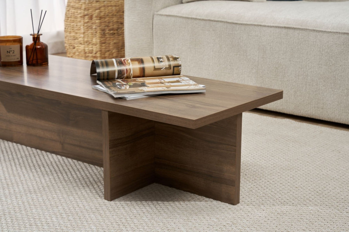 Rectangular coffee table Portland walnut melamine 120x45x30 cm