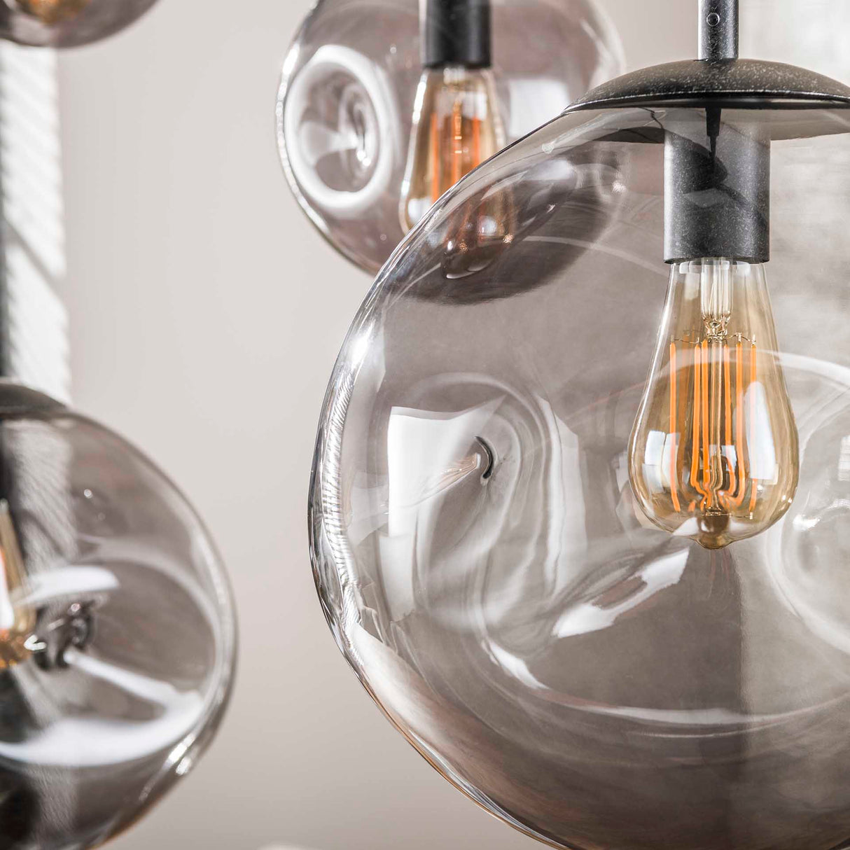 Industrial Hanging Lamp Nova Black 6-light Bar 135 cm