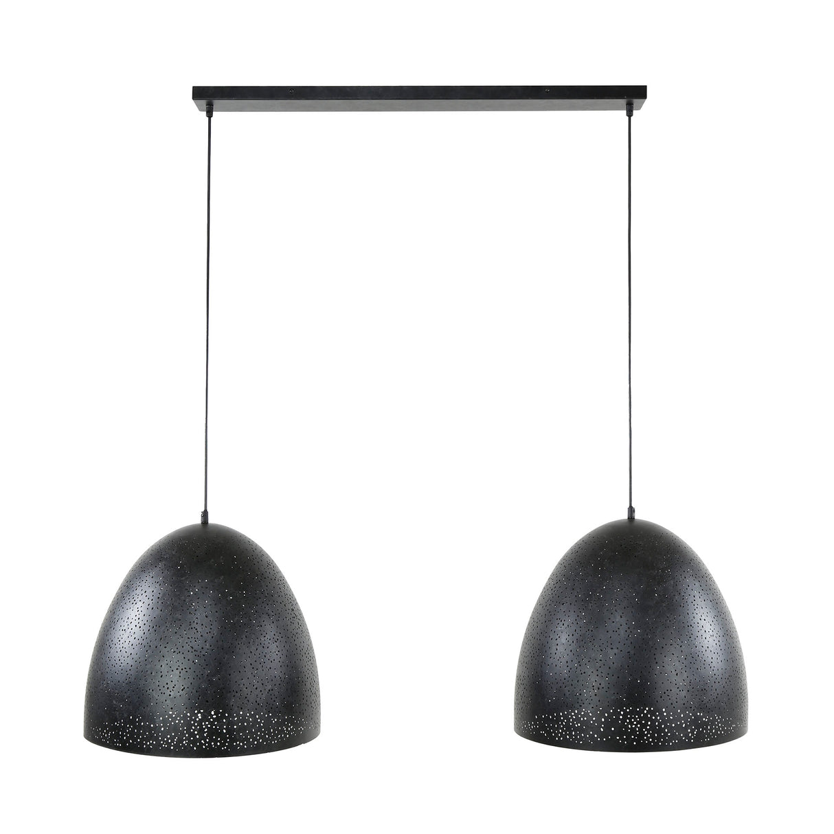 Industrial Hanging Lamp Kylian 2-light Metal Black