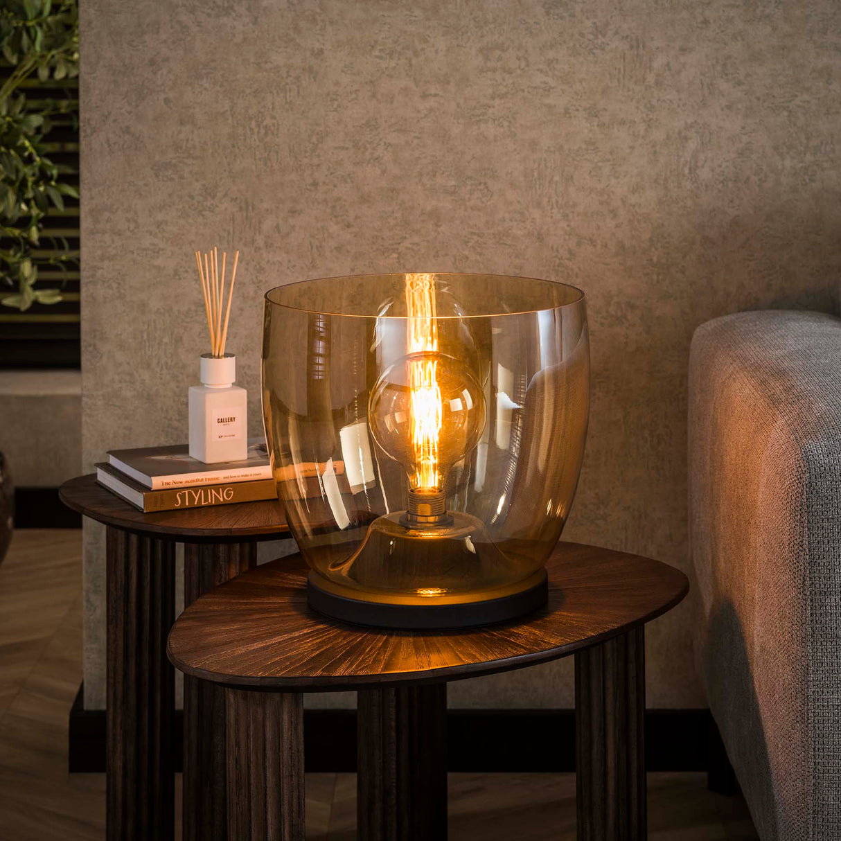 Floor lamp Dain UP XL Amber-colored glass