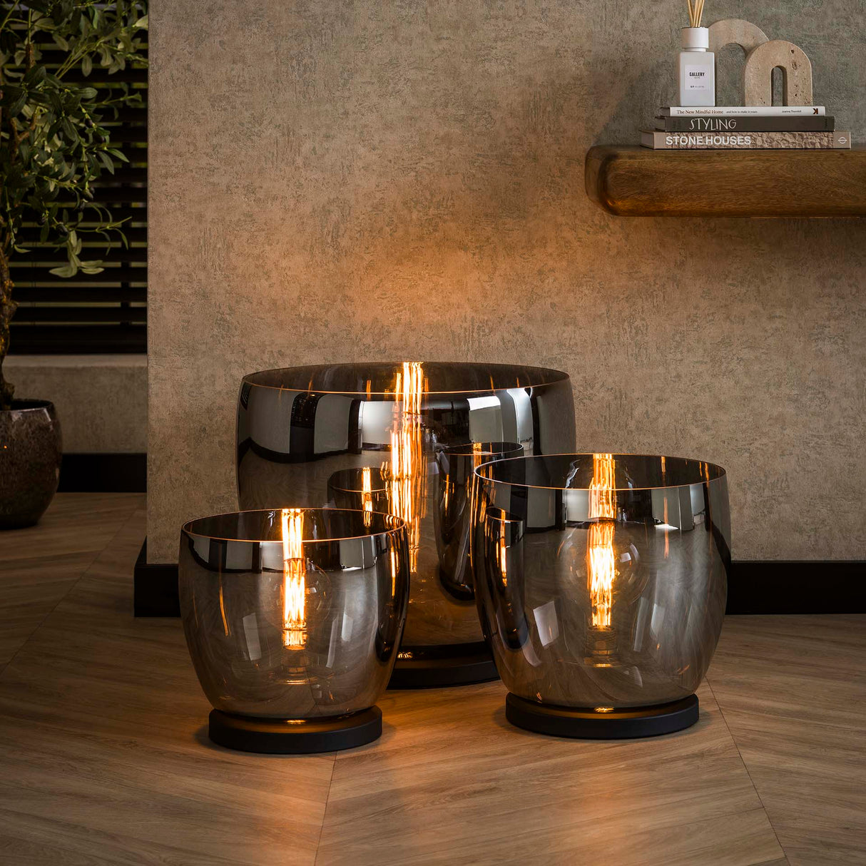 Floor lamp Dain UP XL Chrome-colored glass