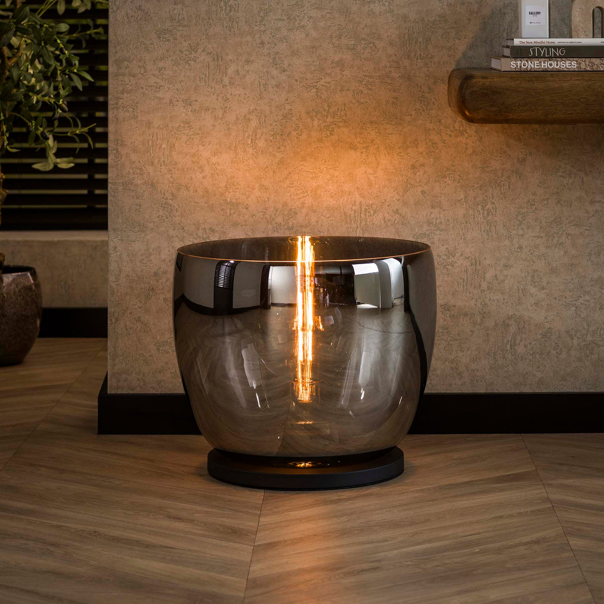 Floor lamp Dain UP XXL Chrome-colored glass