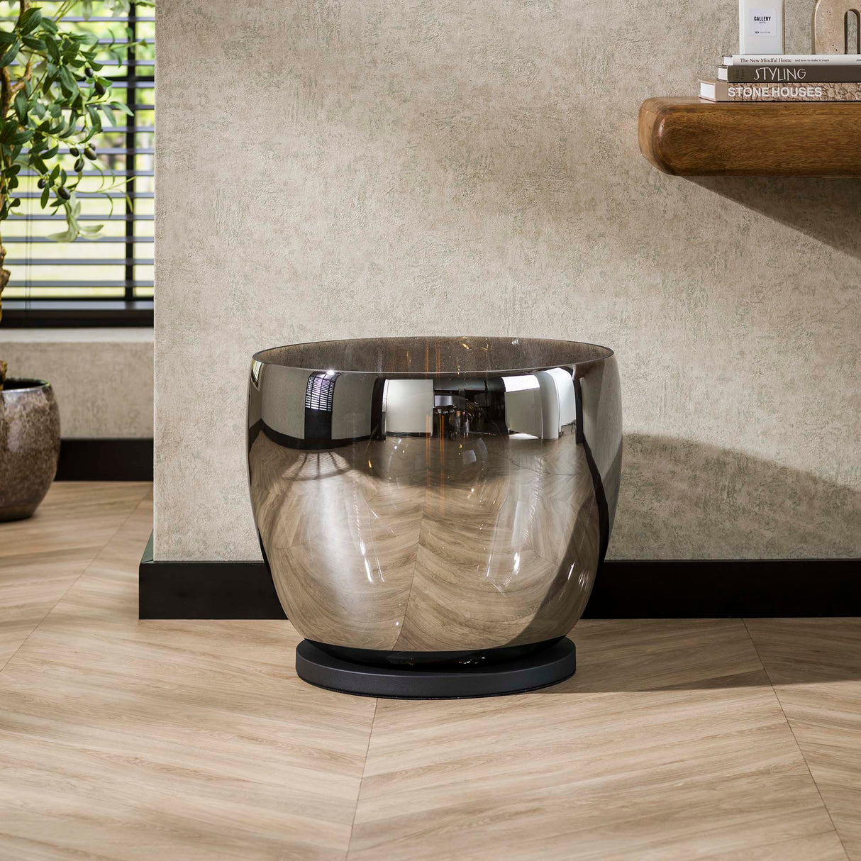 Floor lamp Dain UP XXL Chrome-colored glass