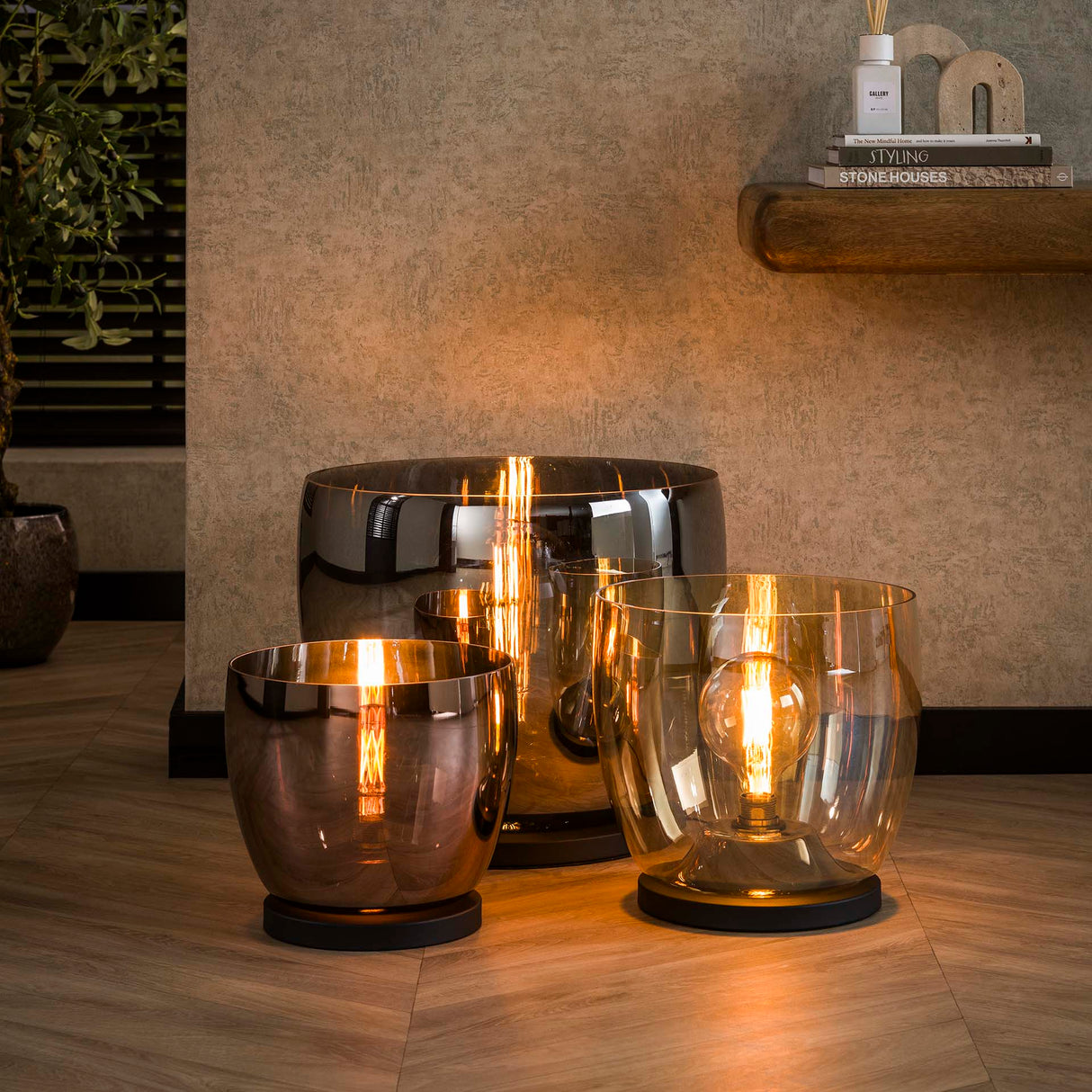 Floor lamp Dain UP XXL Copper-colored glass