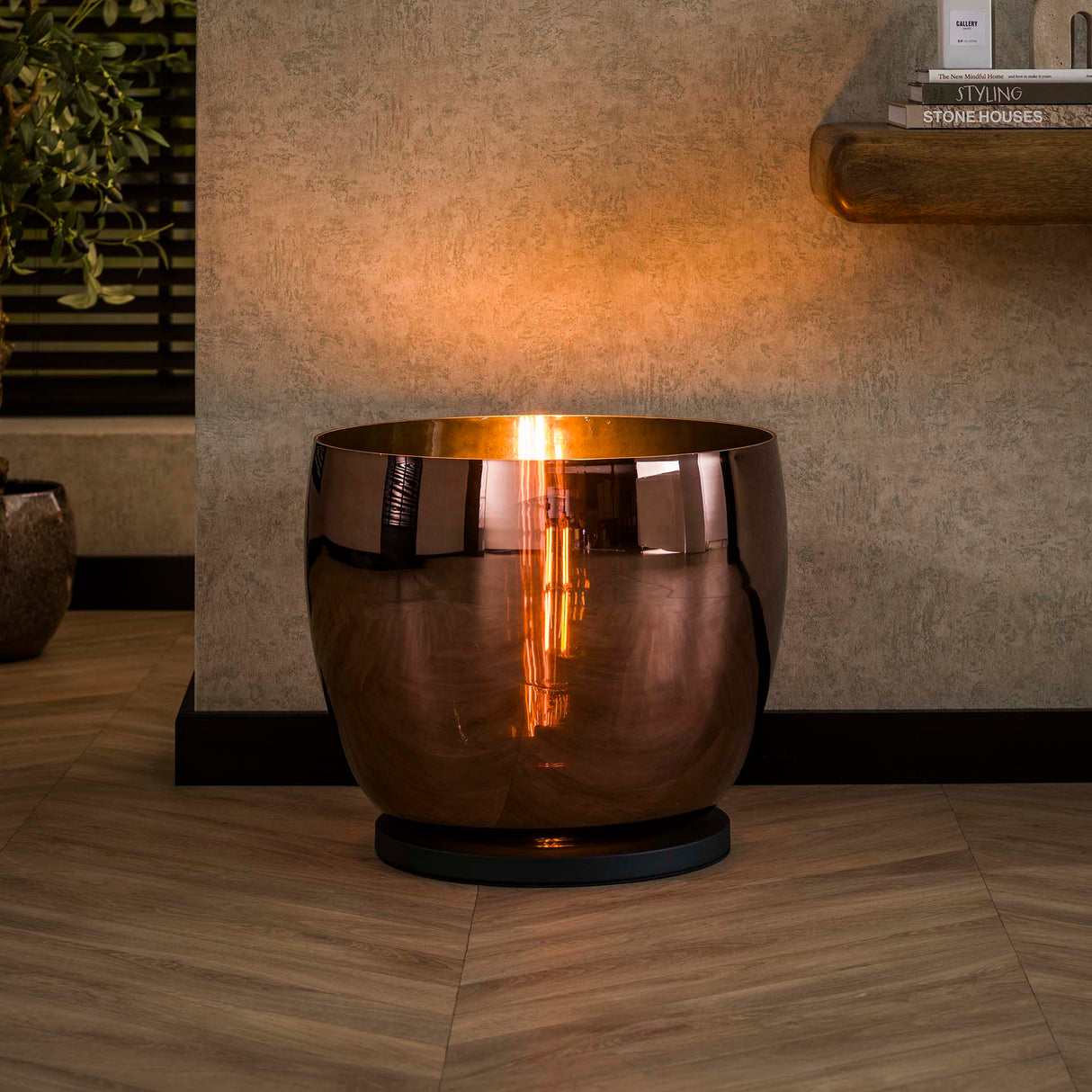 Floor lamp Dain UP XXL Copper-colored glass