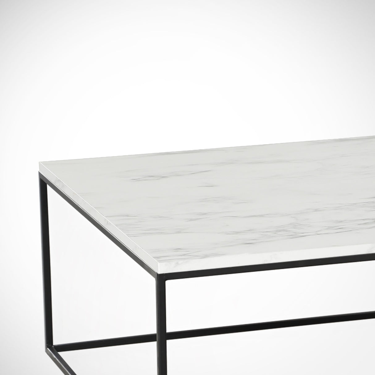 Square Coffee Table 75x75 cm Pola - White Marble Look Melamine