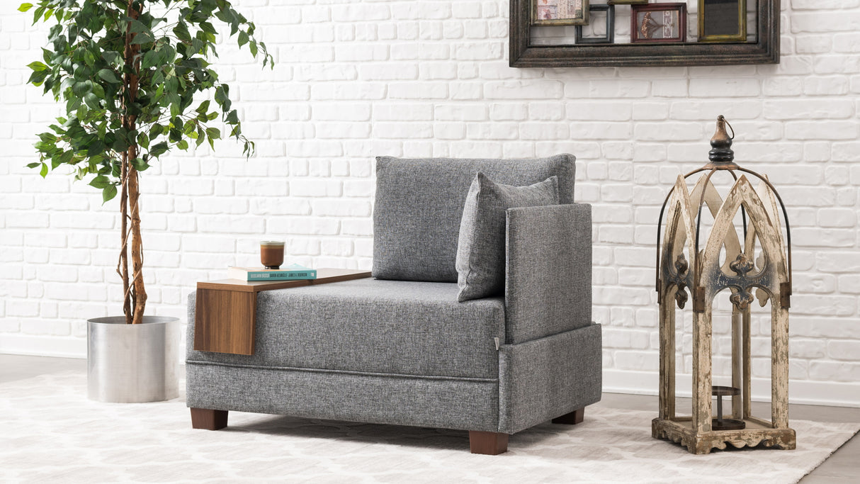 Armchair right fly grey