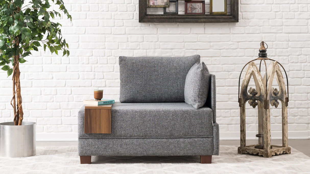 Armchair right fly grey