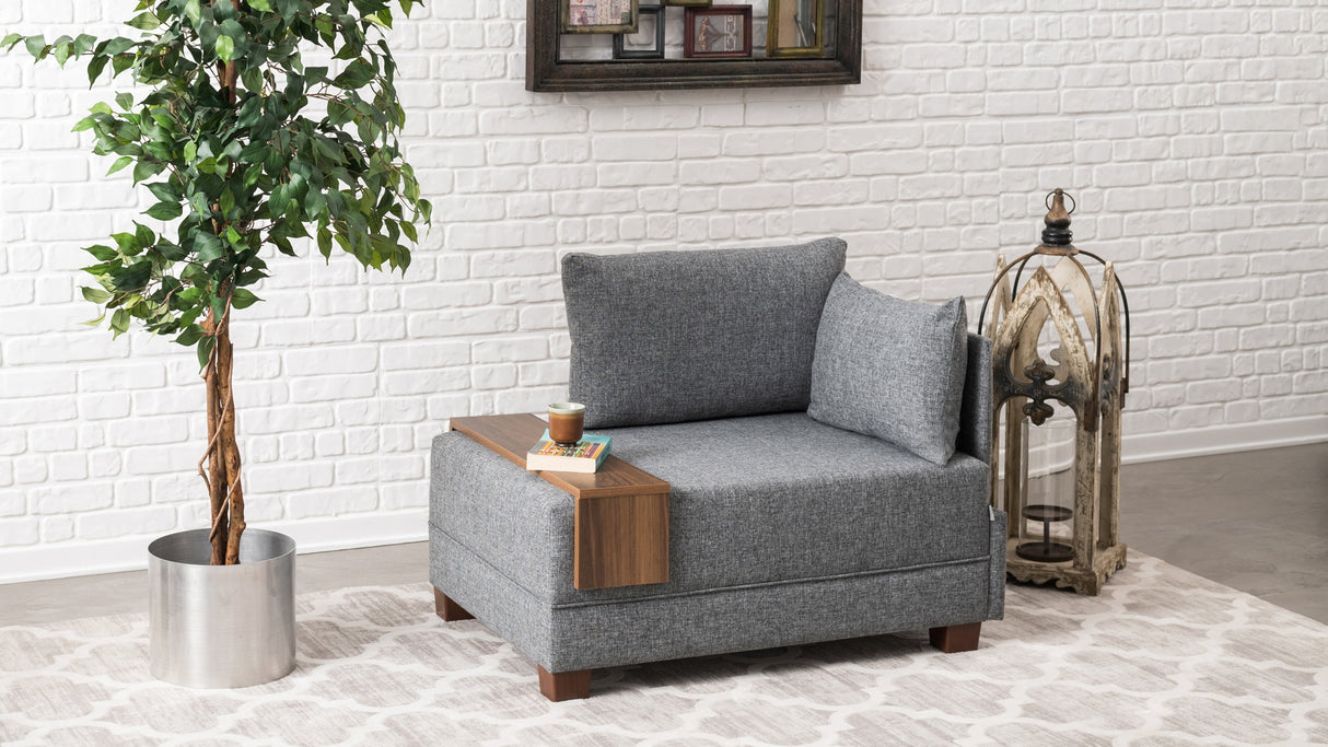 Armchair right fly grey