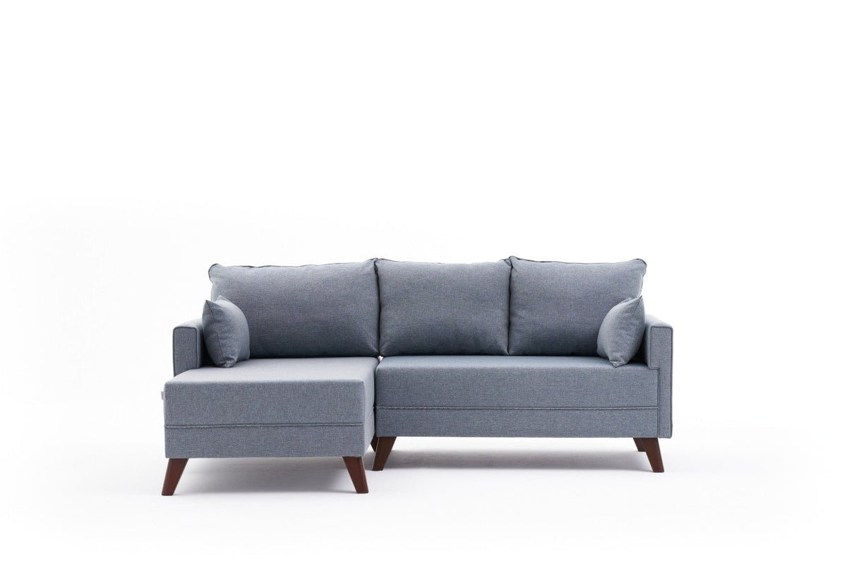 Corner sofa with sleeping function Left Bella Blue (including ottoman)