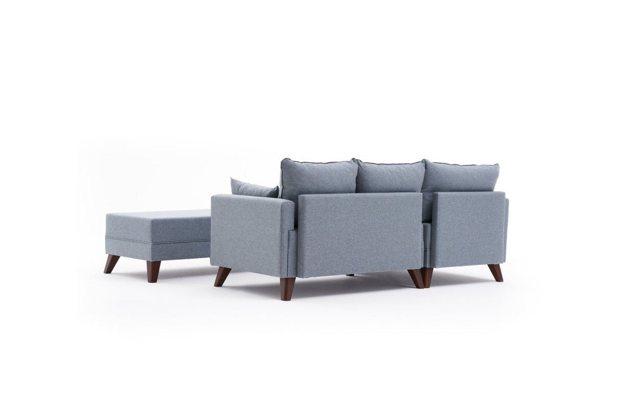 Corner sofa with sleeping function Left Bella Blue (including ottoman)
