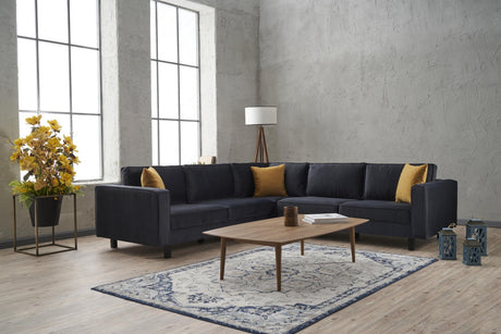 Corner sofa Kale Velvet Anthracite - five person