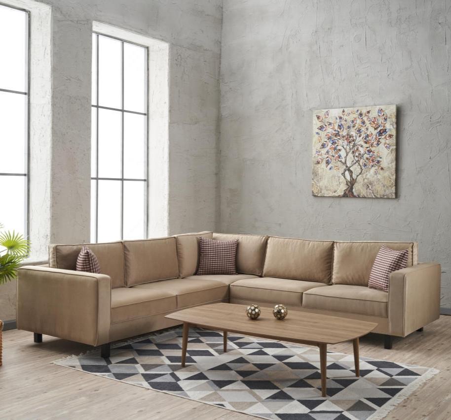 Corner sofa Kale Velvet Cream - five person
