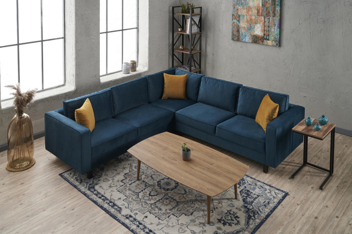 Corner sofa Kale Velvet Blue