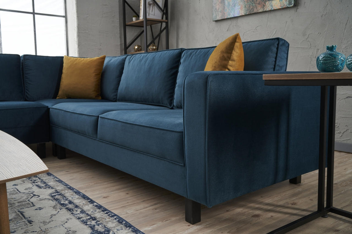 Corner sofa Kale Velvet Blue