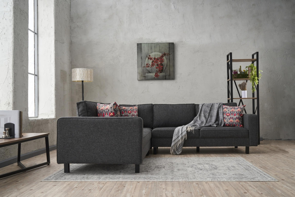 Corner sofa Kale Fabric Anthracite - five person