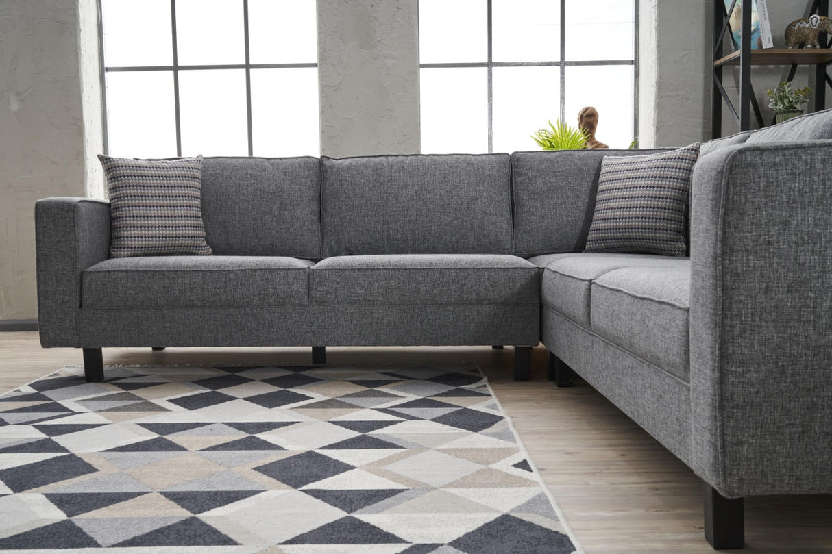 Corner sofa Kale Fabric Grey - five seater