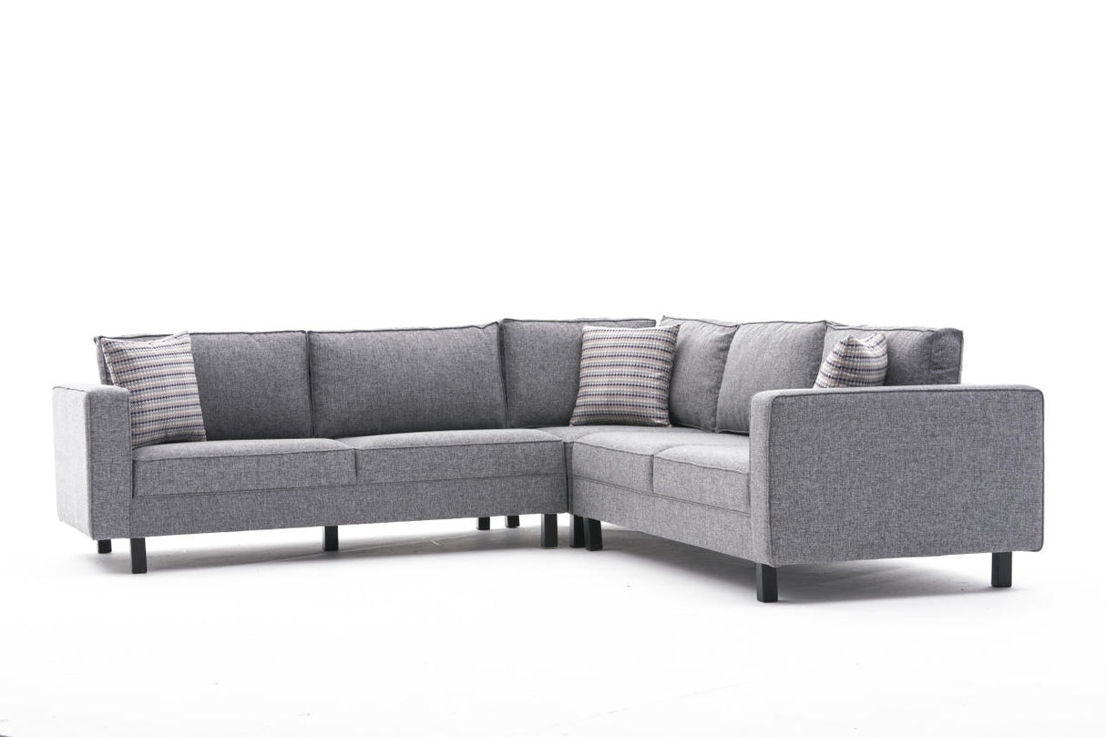 Corner sofa Kale Fabric Grey - five seater