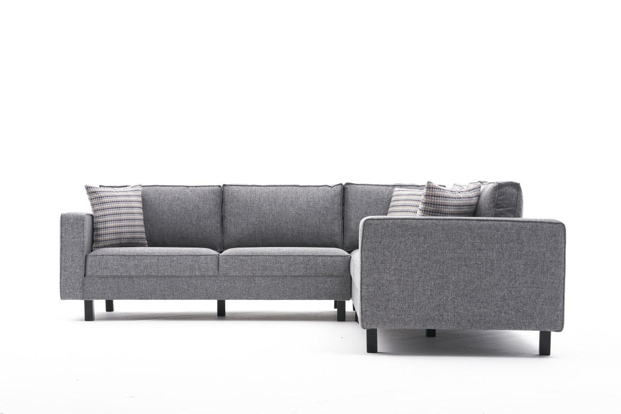 Corner sofa Kale Fabric Grey - five seater