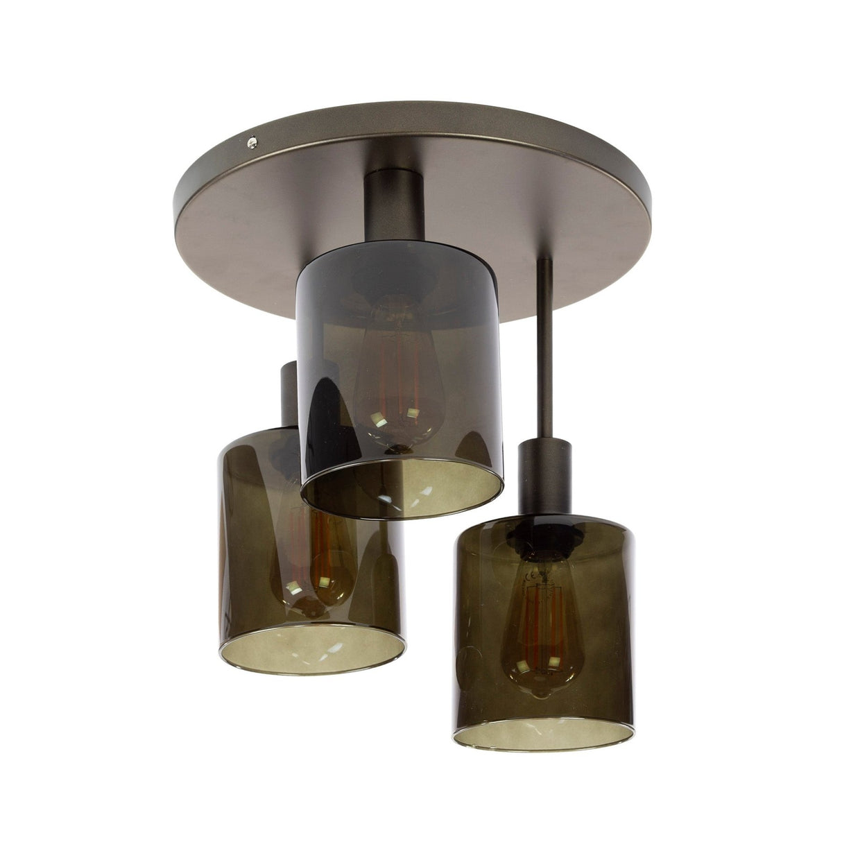 Industrial ceiling lamp Mason 3-lights - Brown