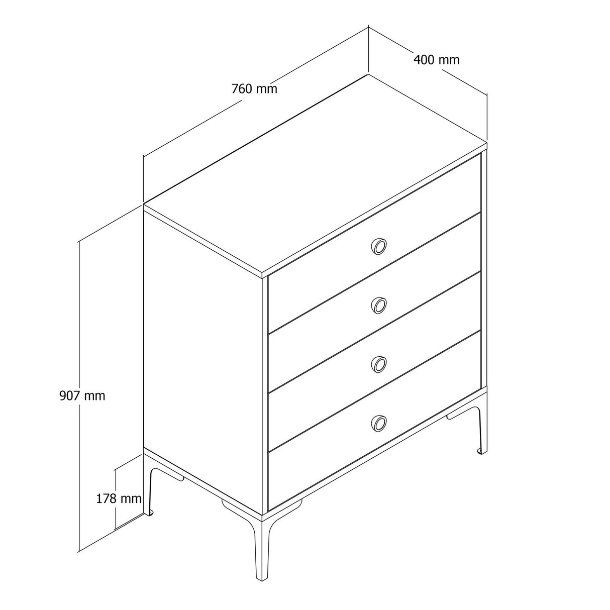 Load cabinet Lizbon Walnut Anthracite Melamine 76x90.7x40 cm