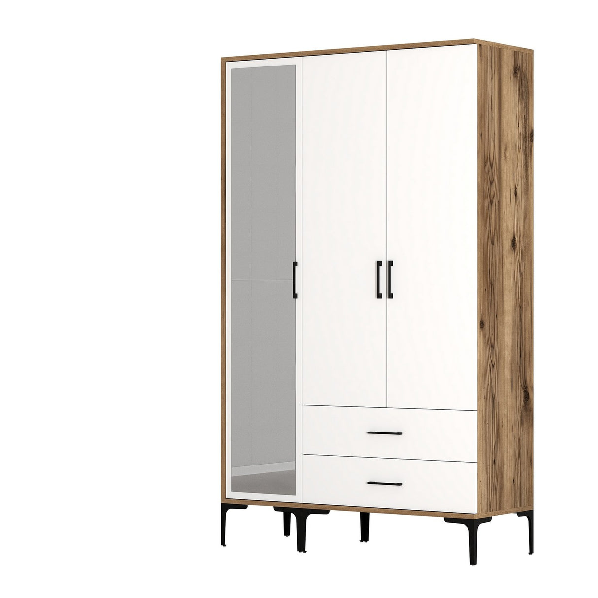Wardrobe Kumual RT Walnut White Melamine 120x47.5x201.4 cm